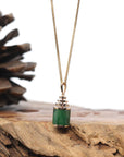 18k Rose Gold Jadeite Jade Diamond Pendant Necklace