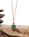 18k Rose Gold Jadeite Jade Diamond Pendant Necklace
