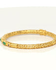18K Yellow Gold & Imperial Jadeite Jade Bangle With Colors Gems