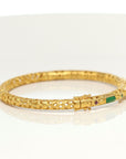 18K Yellow Gold & Imperial Jadeite Jade Bangle With Colors Gems