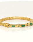 18K Yellow Gold & Imperial Jadeite Jade Bangle With Colors Gems