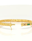 18K Yellow Gold & Imperial Jadeite Jade Bangle With Colors Gems