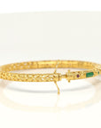 18K Yellow Gold & Imperial Jadeite Jade Bangle With Colors Gems
