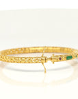 18K Yellow Gold & Imperial Jadeite Jade Bangle With Colors Gems