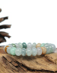 Genuine High Jadeite Jade Lotus Multiple Colors Beads Bracelet ( 10.5 *7 mm)
