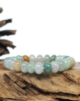 Genuine High Jadeite Jade Lotus Multiple Colors Beads Bracelet ( 10.5 *7 mm)