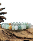 Genuine High Jadeite Jade Lotus Multiple Colors Beads Bracelet ( 10.5 *7 mm)