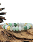 Genuine High Jadeite Jade Round Multiple Colors Beads Bracelet ( 10.5 *7 mm)