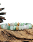 Genuine High Jadeite Jade Round Multiple Colors Beads Bracelet ( 10.5 *7 mm)