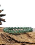 Genuine High Jadeite Jade Round Green Beads Bracelet ( 6.5 mm)