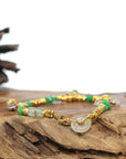 18k Gold & Imperial Jadeite Jade Beads Bracelet with Unique Charms