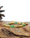18k Gold & Imperial Jadeite Jade Beads Bracelet with Unique Charms