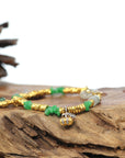 18k Gold & Imperial Jadeite Jade Beads Bracelet with Unique Charms