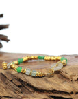 18k Gold & Imperial Jadeite Jade Beads Bracelet with Unique Charms