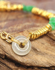 18k Gold & Imperial Jadeite Jade Beads Bracelet with Unique Charms