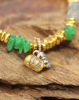 18k Gold & Imperial Jadeite Jade Beads Bracelet with Unique Charms