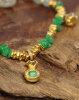 18k Gold & Imperial Jadeite Jade Beads Bracelet with Unique Charms