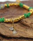 18k Gold & Imperial Jadeite Jade Beads Bracelet with Unique Charms