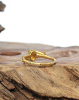 Baikalla 18k Gold Natural Apple Green Jadeite Jade Bamboo Ring w/ Natural Diamonds