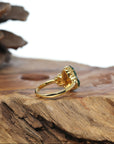 Baikalla 18k Gold Natural Imperial Green Jadeite Jade Pixiu Ring w/ Money Coin Design