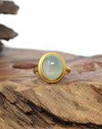 Baikalla 18ky Gold Bezel Set Natural Ice Oval Jadeite Jade Ring