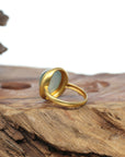 Baikalla 18ky Gold Bezel Set Natural Ice Oval Jadeite Jade Ring