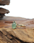 Baikalla 18k Gold Natural Ice Green Pear Shape Jadeite Jade Ring