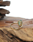 Baikalla 18k Gold Natural Ice Green Pear Shape Jadeite Jade Ring