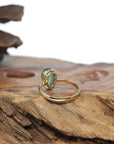 Baikalla 18k Gold Natural Ice Green Pear Shape Jadeite Jade Ring