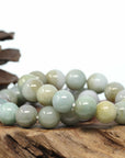 Natural Jadeite Jade Round Beads Bracelet ( 13.5 mm ) For Men
