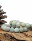 Natural Jadeite Jade Round Beads Bracelet ( 13.5 mm ) For Men
