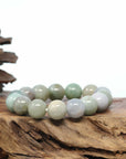 Natural Jadeite Jade Round Beads Bracelet ( 13.5 mm ) For Men