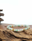 Genuine High Jadeite Jade Round Multiple Colors Beads Bracelet ( 5.5 mm)