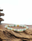 Genuine High Jadeite Jade Round Multiple Colors Beads Bracelet ( 5.5 mm)