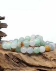 Genuine High Jadeite Jade Round Multiple Colors Beads Bracelet ( 10 mm)