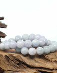 Genuine Jadeite Jade Round Lavender Beads Bracelet ( 11.5 mm)