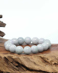 Genuine Jadeite Jade Round Lavender Beads Bracelet ( 11.5 mm)
