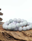 Genuine Jadeite Jade Round Lavender Beads Bracelet ( 11.5 mm)