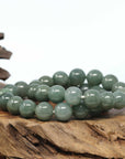 Natural Jadeite Jade Round Beads Bracelet ( 12.5 mm ) For Men