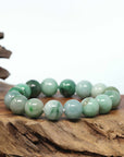 Natural Jadeite Jade Round Beads Bracelet ( 13.5 mm ) For Men