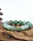 Natural Jadeite Jade Round Beads Bracelet ( 13.5 mm ) For Men