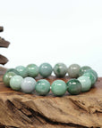Natural Jadeite Jade Round Beads Bracelet ( 13.5 mm ) For Men