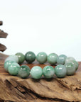 Natural Jadeite Jade Round Beads Bracelet ( 13.5 mm ) For Men