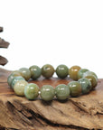Natural Jadeite Jade 13mm Round Beads Bracelet ( 13 mm ) For Men