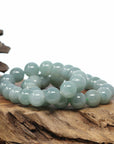 Natural Jadeite Jade Round Beads Bracelet ( 12.5 mm ) For Men