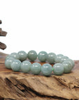 Natural Jadeite Jade Round Beads Bracelet ( 12.5 mm ) For Men
