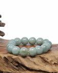 Natural Jadeite Jade Round Beads Bracelet ( 12.5 mm ) For Men