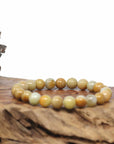 Genuine Jadeite Jade Round Yellow Beads Bracelet (9.5mm)