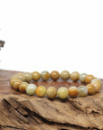 Genuine Jadeite Jade Round Yellow Beads Bracelet (9.5mm)