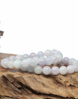 Baikalla Natural Jadeite Jade Round Light Lavender Beads Bracelet (9.5mm)
